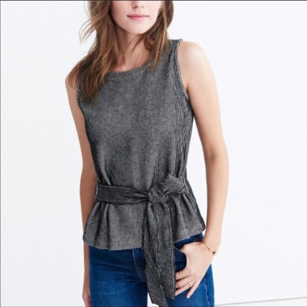 Madewell French Rib Tie Waist Sleeveless Top
